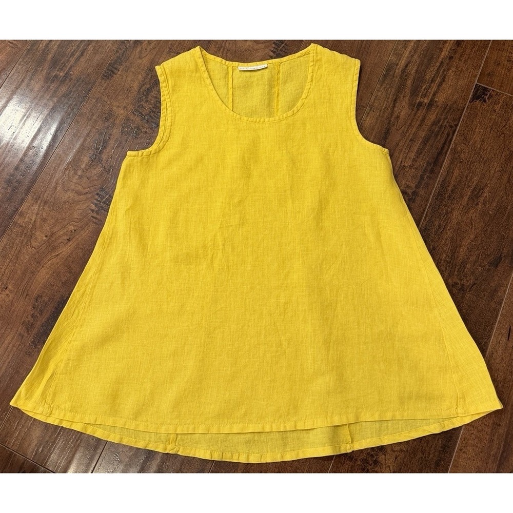 Bryn Walker Linen Swing Top Women's Size XS Sleeveless Yellow Made In USA